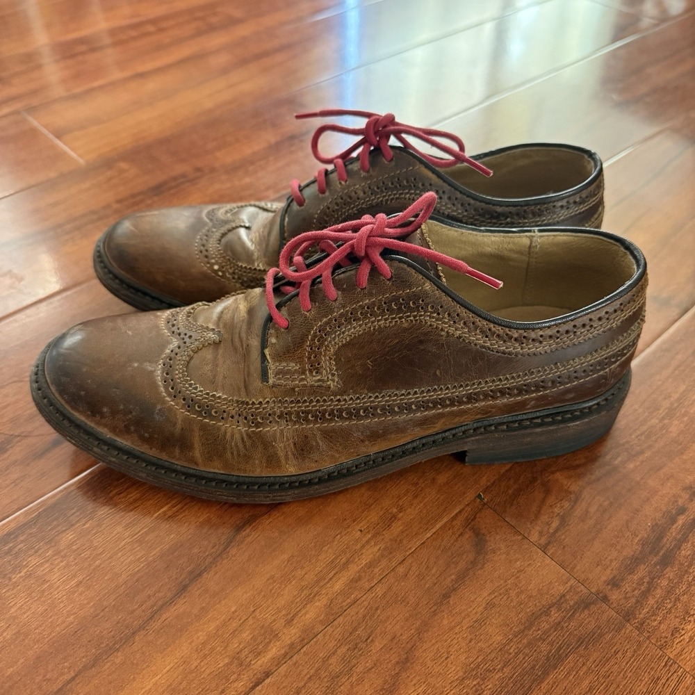 The Frye Company John A. Frye Harvey Wingtip Brown Leather Oxford Shoes Sz 7.5B